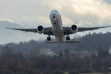 Zurich, Switzerland, December 23, 2022 Swiss international airlines Boeing 777-3DEER aircraft is...
