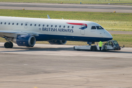Zurich, Switzerland, January 19, 2023 British airways Embraer E-190SR aircraft is taxiing to its take off positionのeditorial素材