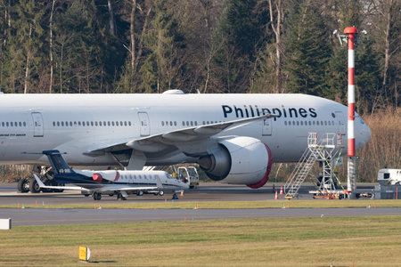 Zurich, Switzerland, January 19, 2023 Philippines government aircraft Boeing 777-3F6-ER and a...