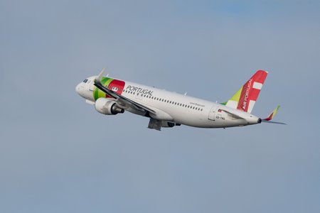 Zurich, Switzerland, January 19, 2023 TAP Air Portugal Airbus A320-214 aircraft is taking off from...
