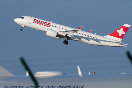 Zurich, Switzerland, January 19, 2023 Swiss international airlines Bombardier CS-300 or A220...