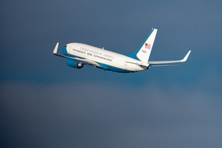 Zurich, Switzerland, January 20,2023 United States Boeing C-40 government aircraft is taking off...