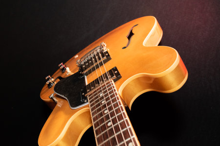 Vaduz, Liechtenstein, January 13, 2023 Product shot of a Gibson ES-335 electric guitar made in the...