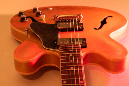 Vaduz, Liechtenstein, January 13, 2023 Product shot of a Gibson ES-335 electric guitar made in the USAのeditorial素材