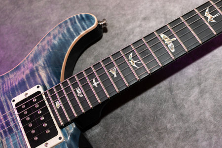Vaduz, Liechtenstein, January 13, 2023 Product shot of a PRS Custom 24 electric guitar in blue