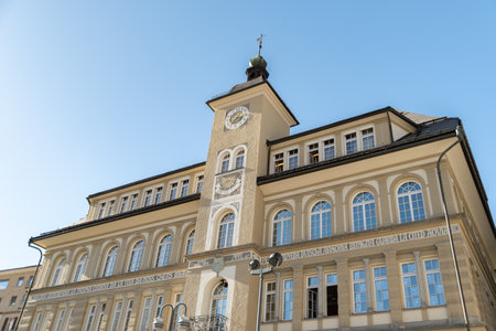 Saint Moritz, Switzerland, February 21, 2023 Library building in the city center on a sunny dayのeditorial素材