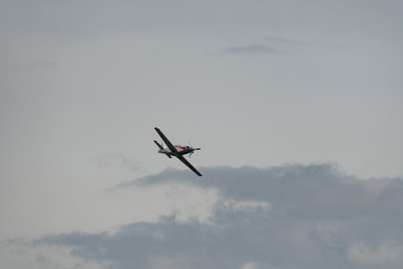 Rhine Valley, Saint Gallen, Switzerland, May 20, 2023 N-3YZ Amateur turbine legend propeller plane...