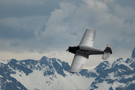 Rhine Valley, Saint Gallen, Switzerland, May 20, 2023 HB-RIO Junkers F13 rebuilt nostalgic propeller...