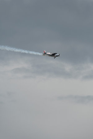 Rhine Valley, Saint Gallen, Switzerland, May 20, 2023 N-540TS Zivko Edge 540-TK propeller airplane...