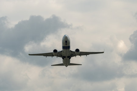 Zurich, Switzerland, May 2, 2023 4X-EKH El Al Israel Airlines Boeing 737-85P aircraft take off from runway 28のeditorial素材
