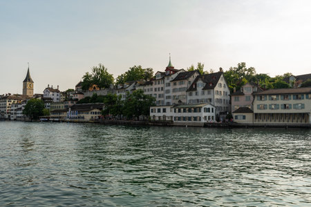Zurich, Switzerland, June 17, 2023 View over the Limmat river in the city centerのeditorial素材