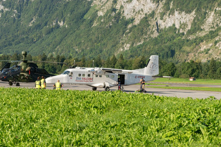 Mollis, Switzerland, August 18, 2023 C-FPSH Dornier 228-202 aircraft is parking on the apronのeditorial素材