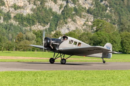 Mollis, Switzerland, August 18, 2023 HB-RIA Junkers F13 propeller aircraft on runway 19のeditorial素材