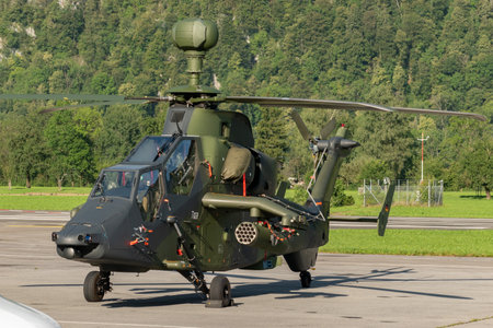 Mollis, Switzerland, August 18, 2023 Airbus Helicopter Tiger UHT is parking on the apronのeditorial素材