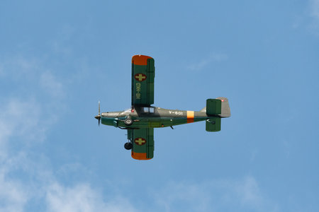 Mollis, Switzerland, August 18, 2023 HB-HKD Dornier 27 aircraft during an air displayのeditorial素材