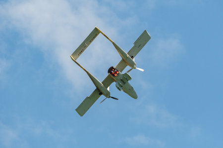 Mollis, Switzerland, August 18, 2023 F-AZKM North american OV-10B Bronco propeller aircraft during an air showのeditorial素材