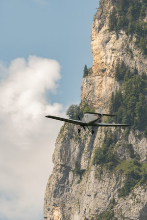 Mollis, Switzerland, August 18, 2023 HB-RIA Junkers F13 propeller airplane during an air displayのeditorial素材