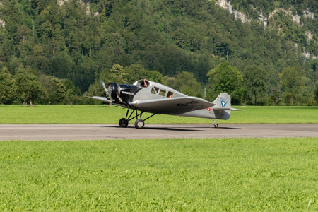 Mollis, Switzerland, August 18, 2023 HB-RIA Junkers F13 propeller airplane during an air displayのeditorial素材