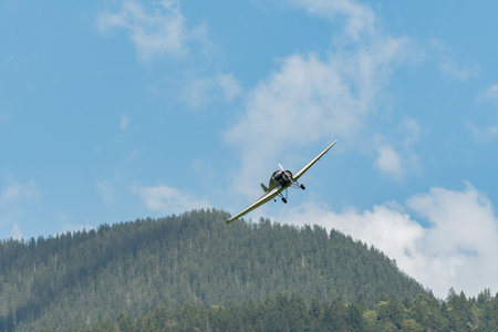 Mollis, Switzerland, August 18, 2023 HB-RIA Junkers F13 propeller airplane during an air displayのeditorial素材