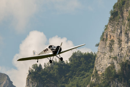 Mollis, Switzerland, August 18, 2023 HB-RIA Junkers F13 propeller airplane during an air displayのeditorial素材