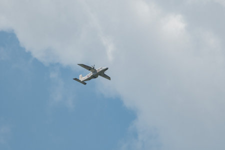 Mollis, Switzerland, August 18, 2023 C-FPSH Dornier 228.202 aircraft during an air show in the alpsのeditorial素材