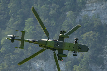 Mollis, Switzerland, August 18, 2023 Airbus Helicopter Tiger UHT is performing during an air displayのeditorial素材