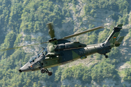Mollis, Switzerland, August 18, 2023 Airbus Helicopter Tiger UHT is performing during an air displayのeditorial素材