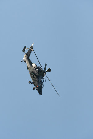 Mollis, Switzerland, August 18, 2023 Airbus Helicopter Tiger UHT is performing during an air displayのeditorial素材