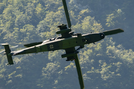 Mollis, Switzerland, August 18, 2023 Airbus Helicopter Tiger UHT is performing during an air displayのeditorial素材