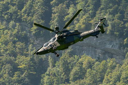 Mollis, Switzerland, August 18, 2023 Airbus Helicopter Tiger UHT is performing during an air displayのeditorial素材