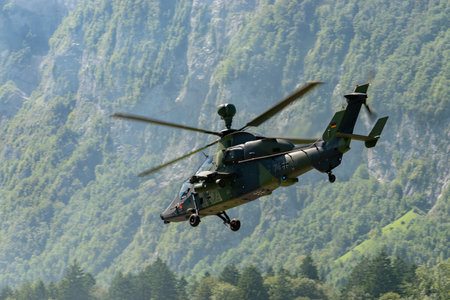 Mollis, Switzerland, August 18, 2023 Airbus Helicopter Tiger UHT is performing during an air displayのeditorial素材