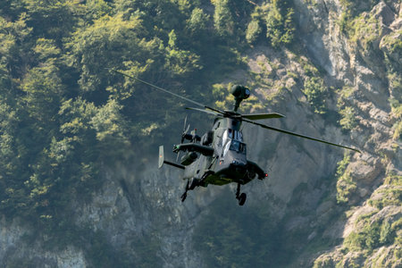 Mollis, Switzerland, August 18, 2023 Airbus Helicopter Tiger UHT is performing during an air displayのeditorial素材