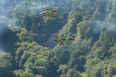 Mollis, Switzerland, August 18, 2023 SIAI Marchetti SF260 acrobatic aircraft during an air showのeditorial素材