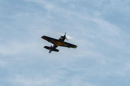 Mollis, Switzerland, August 18, 2023 The flying bulls acrobatic flight performances during an air displayのeditorial素材