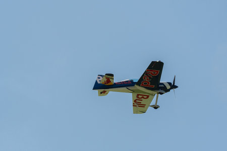 Mollis, Switzerland, August 18, 2023 The flying bulls acrobatic flight performances during an air displayのeditorial素材
