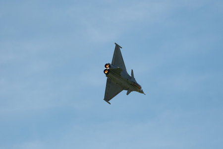 Mollis, Switzerland, August 18, 2023 Dessault Rafale fighter is performing acrobatics during an air displayのeditorial素材