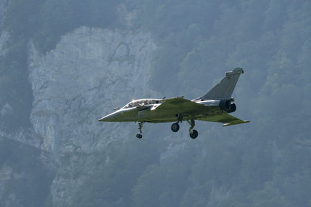 Mollis, Switzerland, August 18, 2023 Dessault Rafale fighter is performing acrobatics during an air displayのeditorial素材