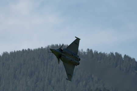 Mollis, Switzerland, August 18, 2023 Dessault Rafale fighter is performing acrobatics during an air displayのeditorial素材