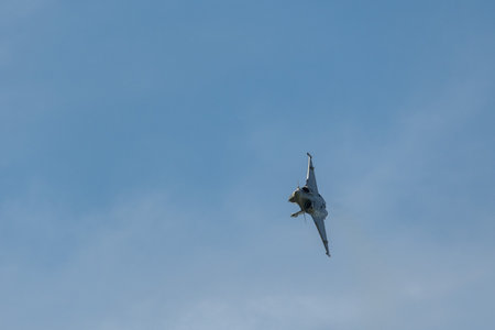 Mollis, Switzerland, August 18, 2023 Dessault Rafale fighter is performing acrobatics during an air displayのeditorial素材