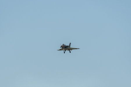 Mollis, Switzerland, August 18, 2023 Dessault Rafale fighter is performing acrobatics during an air displayのeditorial素材