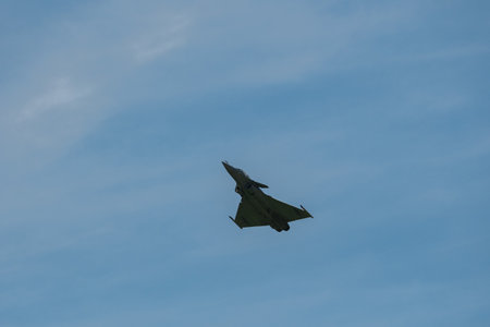 Mollis, Switzerland, August 18, 2023 Dessault Rafale fighter is performing acrobatics during an air displayのeditorial素材
