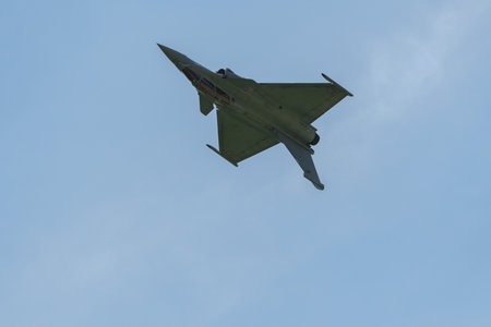 Mollis, Switzerland, August 18, 2023 Dessault Rafale fighter is performing acrobatics during an air displayのeditorial素材