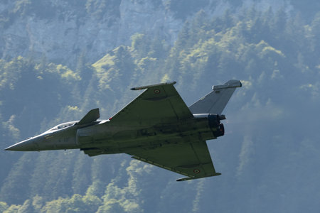 Mollis, Switzerland, August 18, 2023 Dessault Rafale fighter is performing acrobatics during an air displayのeditorial素材