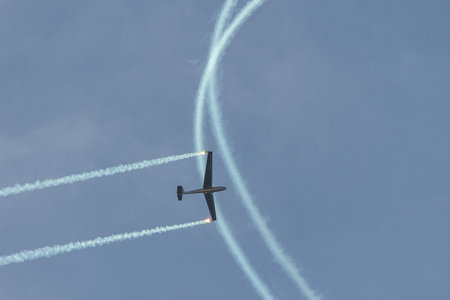 Mollis, Switzerland, August 18, 2023 LET Blanic L13 Glider acrobatic flight during an air displayのeditorial素材