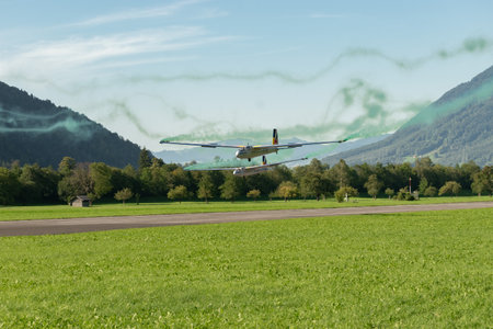 Mollis, Switzerland, August 18, 2023 LET Blanic L13 Glider acrobatic flight during an air displayのeditorial素材