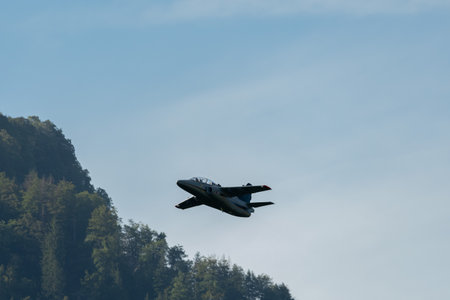 Mollis, Switzerland, August 18, 2023 I-MJET SIAI 211 aircraft during an air showのeditorial素材