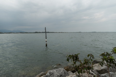 Bregenz, Austria, September 14, 2023 View over the lake of Constance on a cloudy dayの写真素材