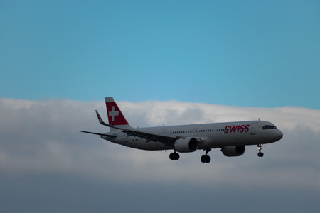 Zurich, Switzerland, January 15, 2024 HB-JPA Swiss international airlines Airbus 321-271NX aircraft...