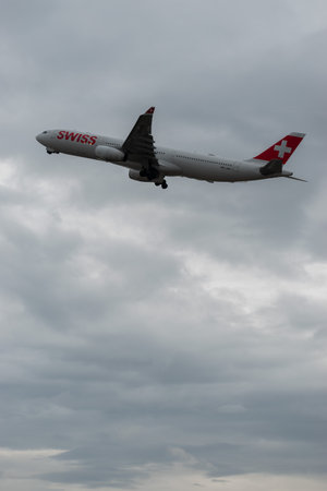 Zurich, Switzerland, January 17, 2024 HB-JHC Swiss international airlines Airbus A330-343 aircraft...