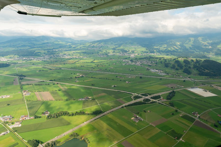 Reichenburg, Switzerland, August 19, 2024 Highway cross seen during a flight in a small plane